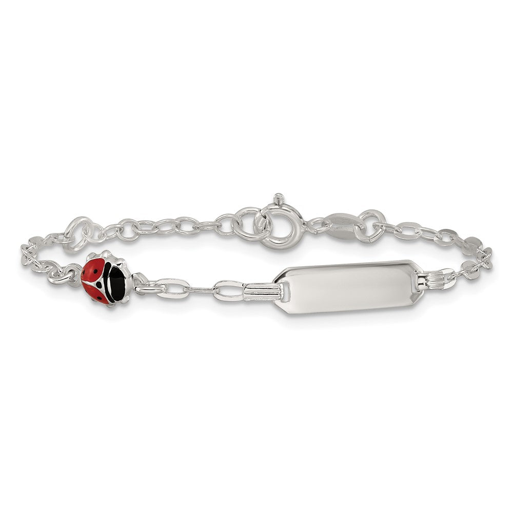 SS Polished Enameled Ladybug 6in w/1in ext Children's ID Bracelet