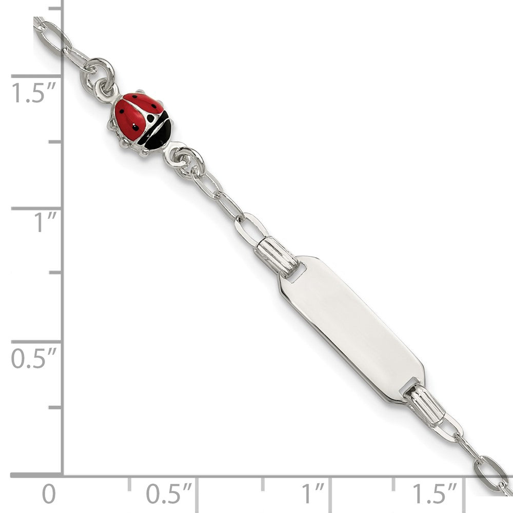 SS Polished Enameled Ladybug 6in w/1in ext Children's ID Bracelet