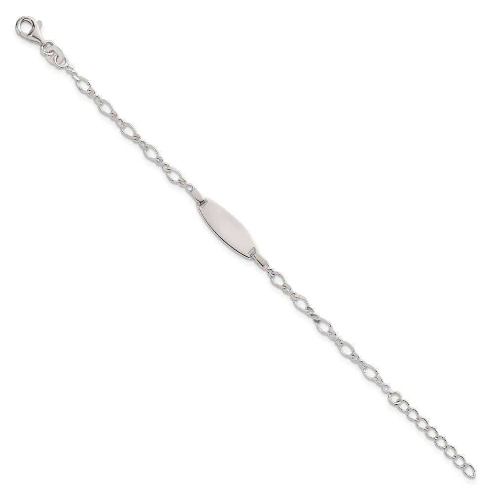 Sterling Silver Polished Fancy Link 5in w/ 1in Ext Children's ID Bracelet