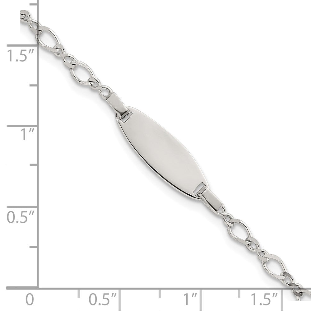 Sterling Silver Polished Fancy Link 5in w/ 1in Ext Children's ID Bracelet