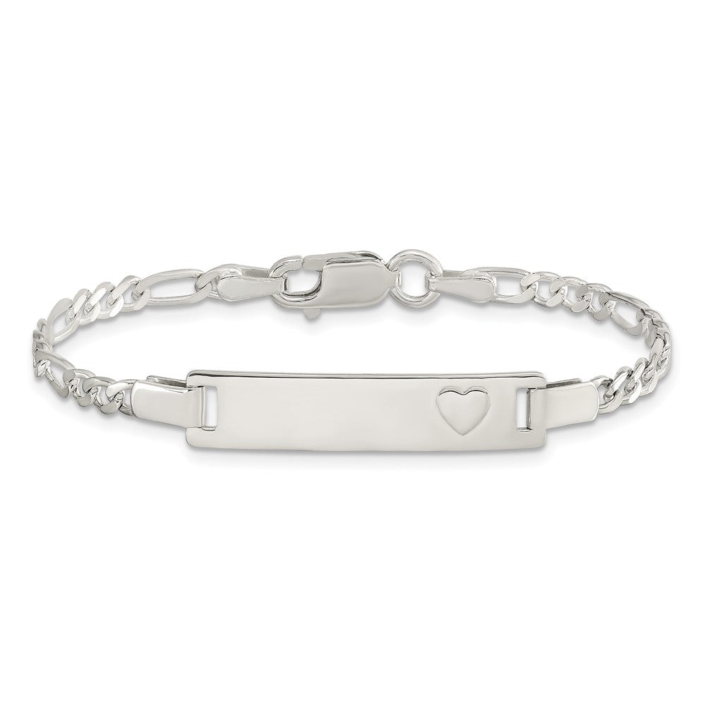 Sterling Silver Baby ID with Heart Bracelet
