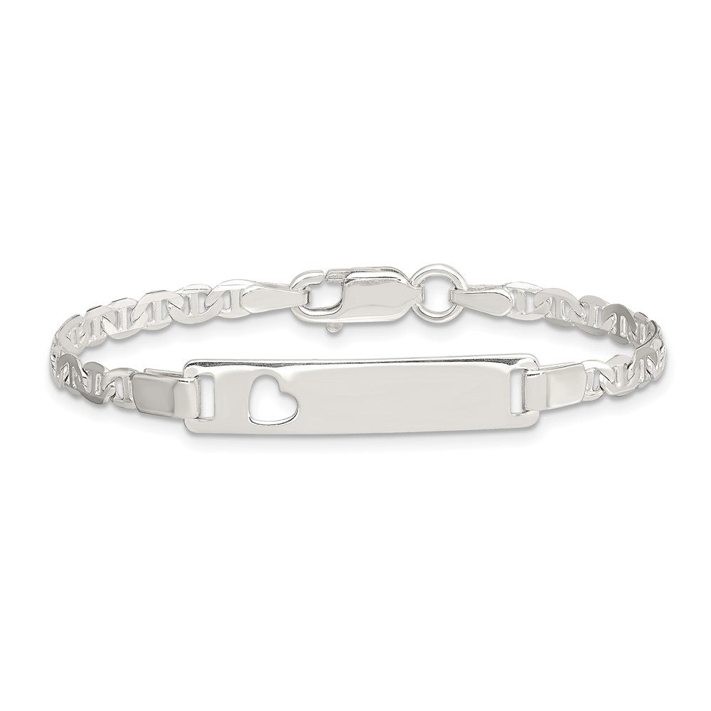 Sterling Silver Baby ID with Cut-out Heart Bracelet