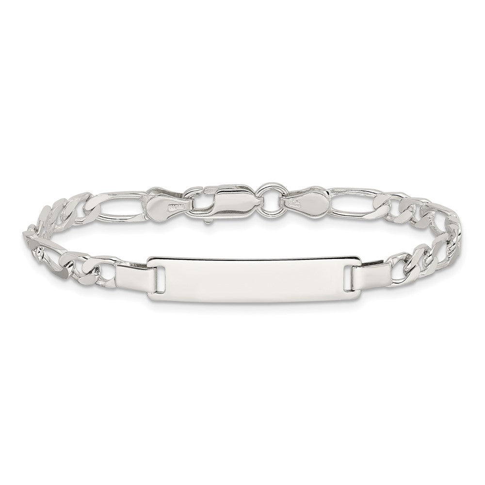 Sterling Silver Engraveable Childrens ID on Figaro Link Bracelet