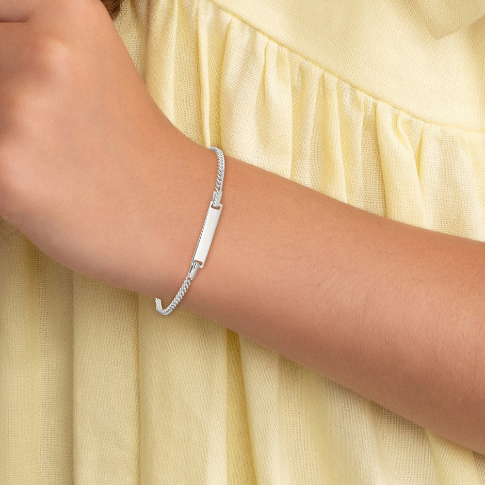 Sterling Silver Polished Childrens ID Curb Link 5in Plus 1in Ext. Bracelet
