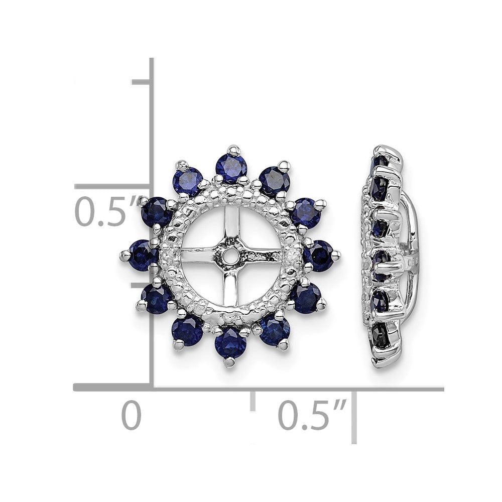 Sterling Silver Rhodium Diam. & Created Sapphire Earring Jacket
