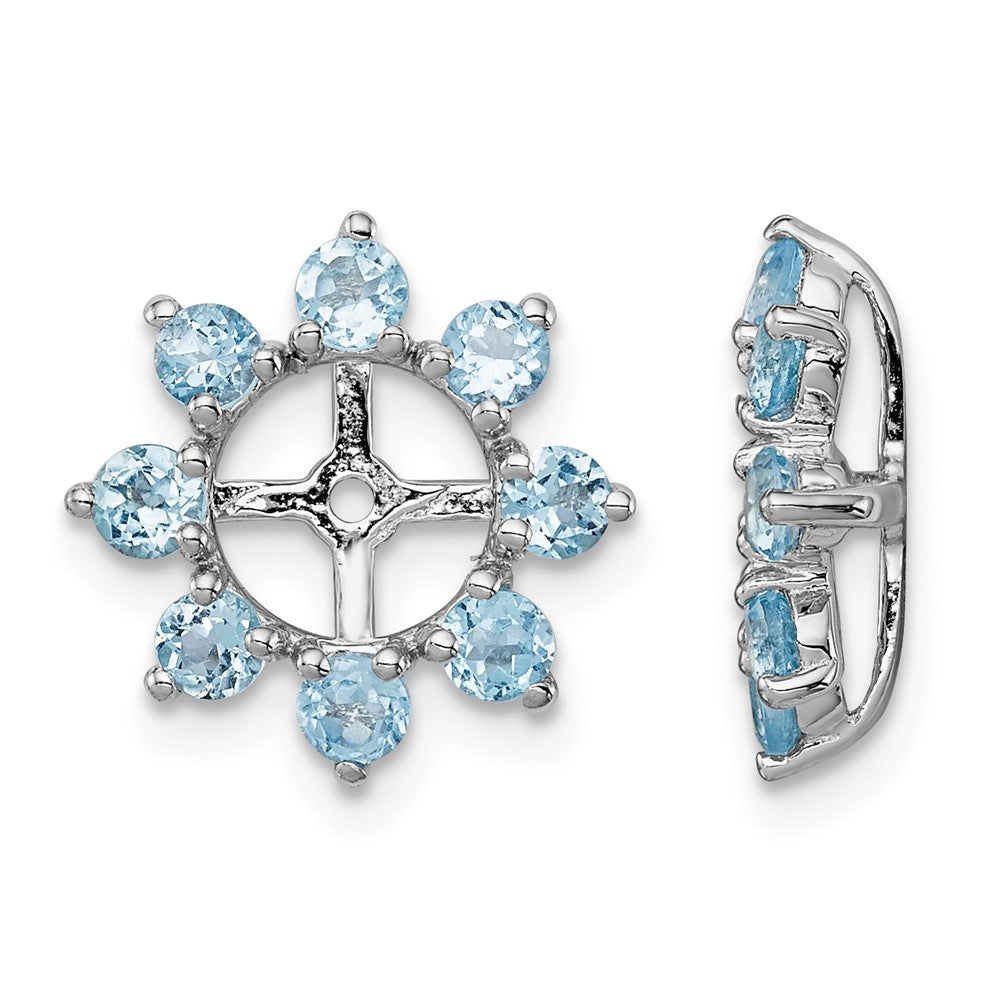 Sterling Silver Rhodium Swiss Blue Topaz Earring Jacket