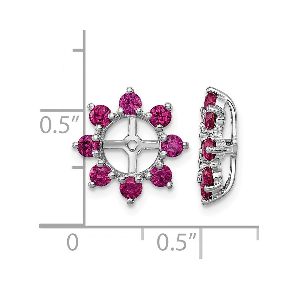 Sterling Silver Rhodium Created Ruby Earring Jacket