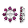 Sterling Silver Rhodium Created Ruby Earring Jacket