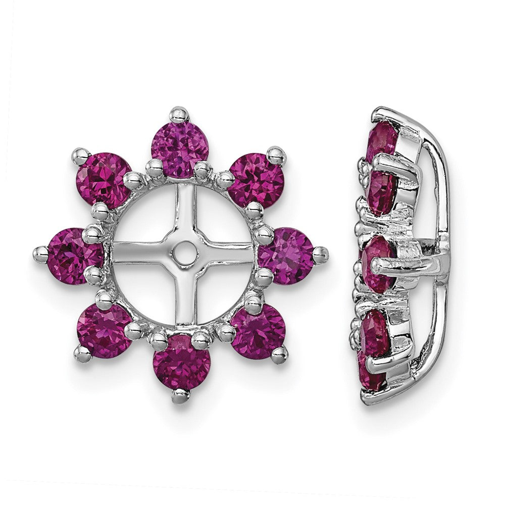 Sterling Silver Rhodium Created Ruby Earring Jacket