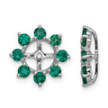 Sterling Silver Rhodium Created Emerald Earring Jacket