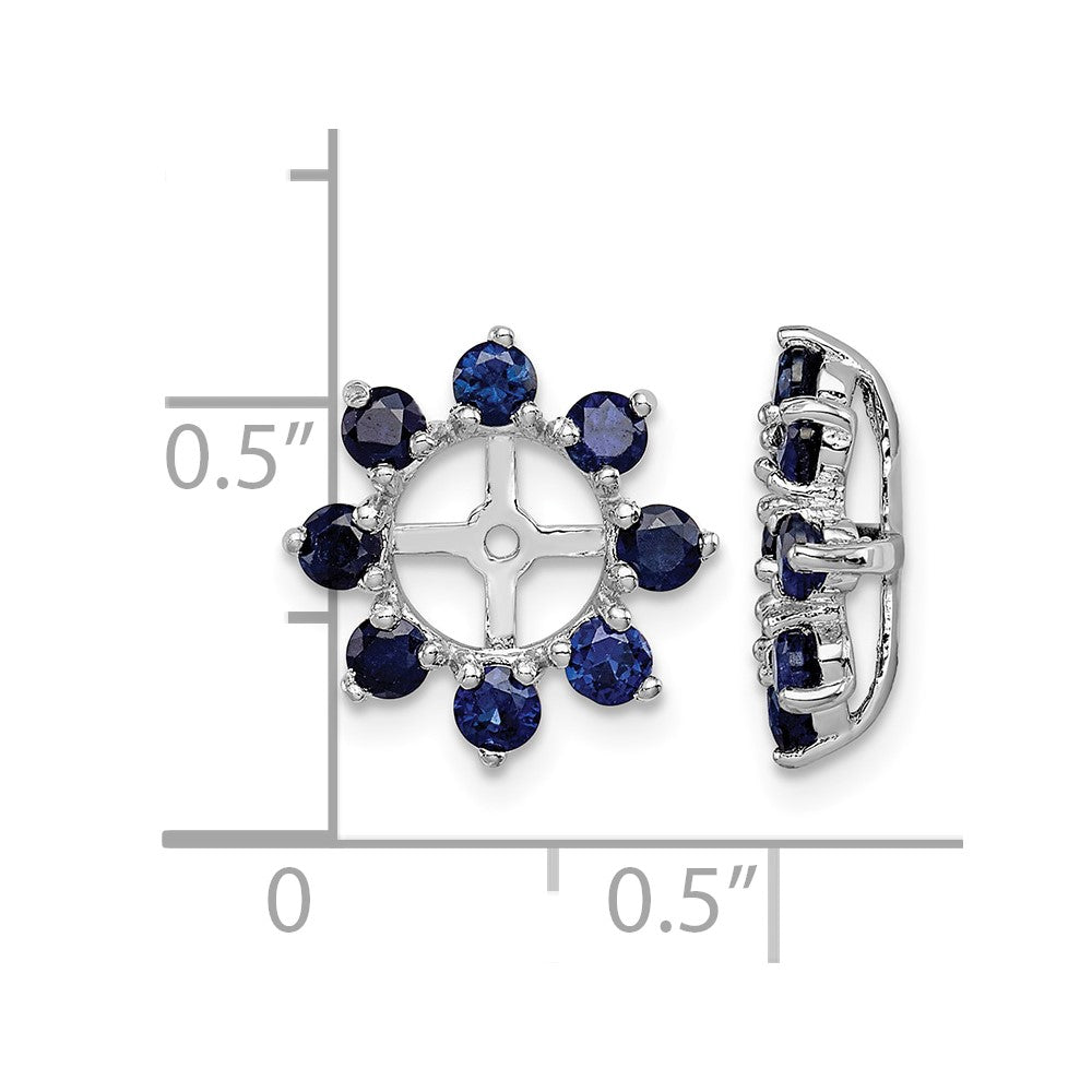 Sterling Silver Rhodium Created Sapphire Earring Jacket