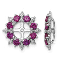 Sterling Silver Rhodium Diam. & Created Ruby Earring Jacket