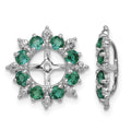 Sterling Silver Rhodium Diam. & Created Emerald Earring Jacket