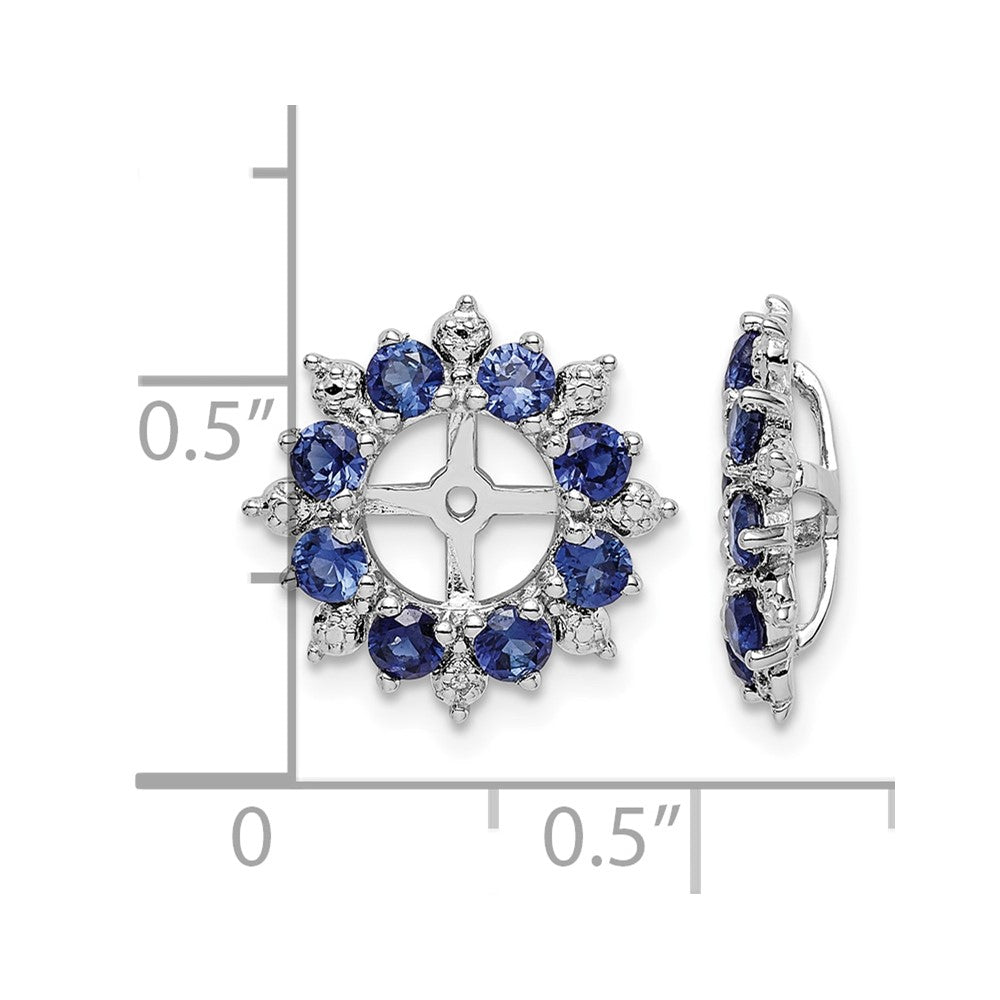 Sterling Silver Rhodium Diam. & Created Sapphire Earring Jacket