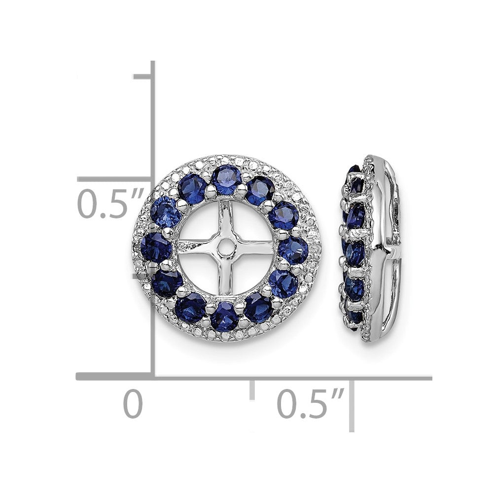 Sterling Silver Rhodium Diam. & Created Sapphire Earring Jacket