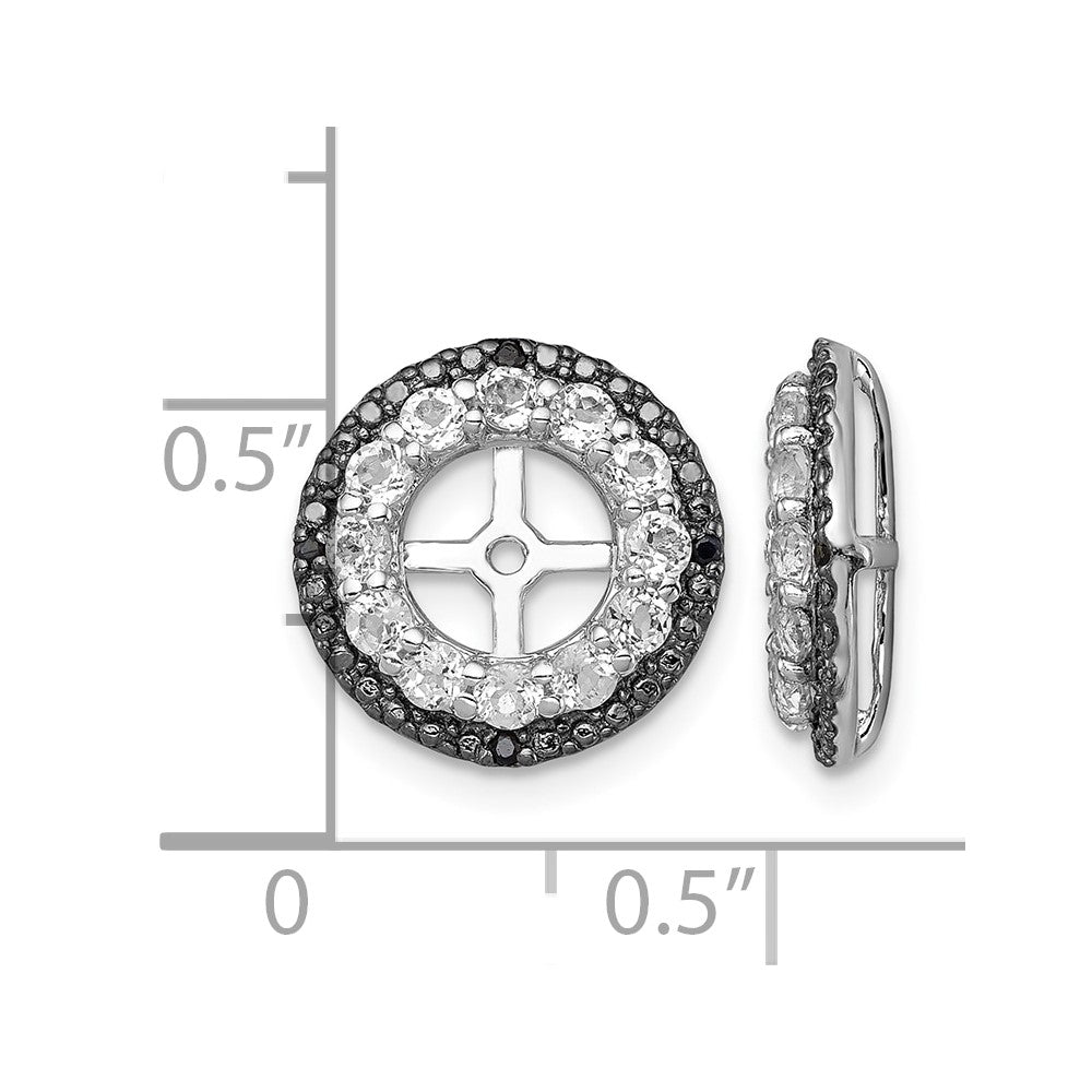 Sterling Silver Rhodium White Topaz & Black Sapphire Earring Jacket