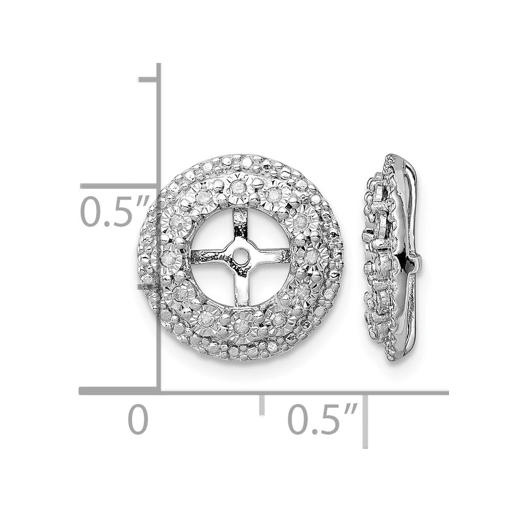 Sterling Silver Rhodium Diam. Earring Jacket