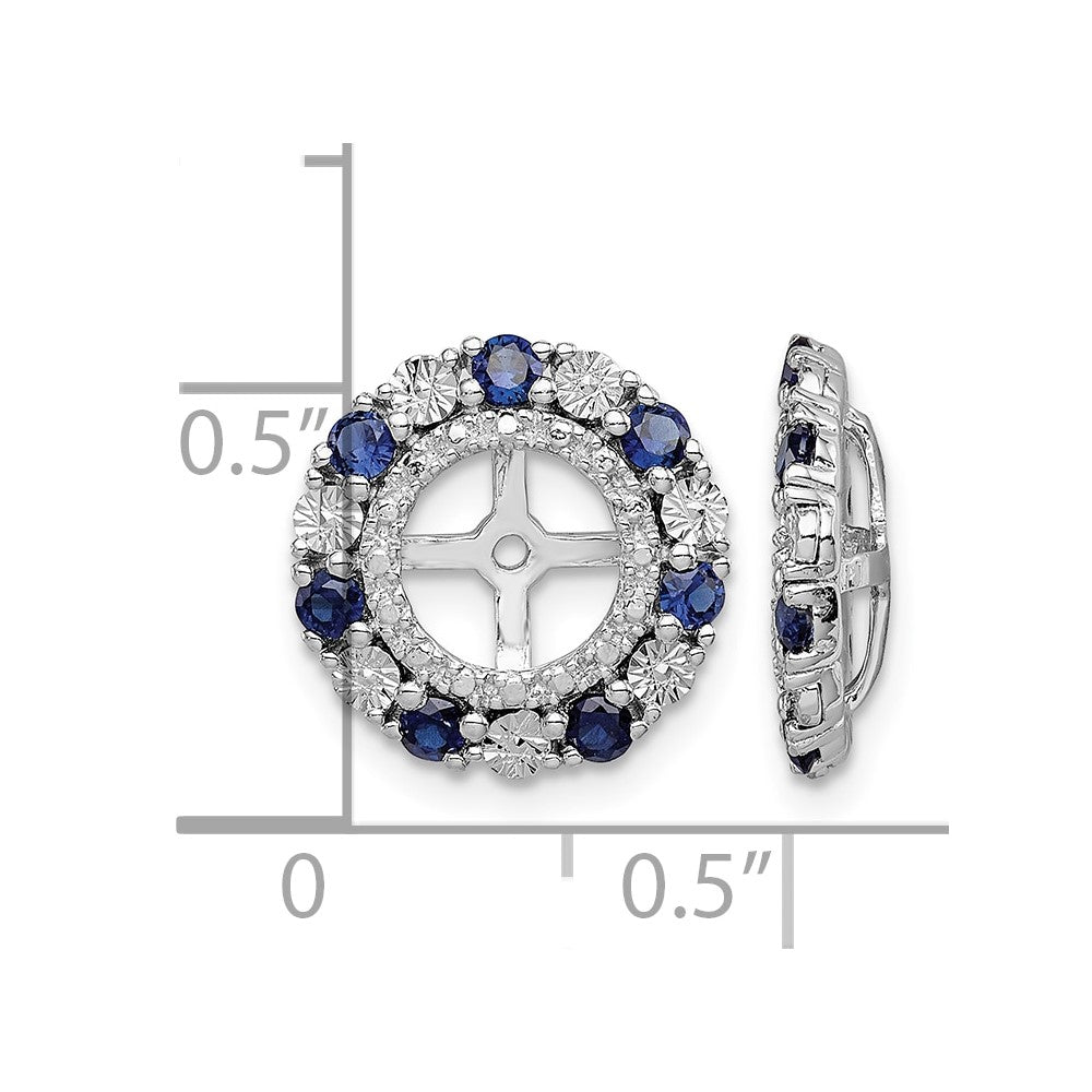 Sterling Silver Rhodium Created Sapphire Earring Jacket