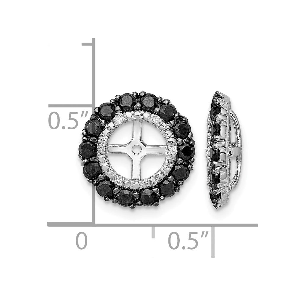 Sterling Silver Rhodium Diam. & Black Sapphire Earring Jacket