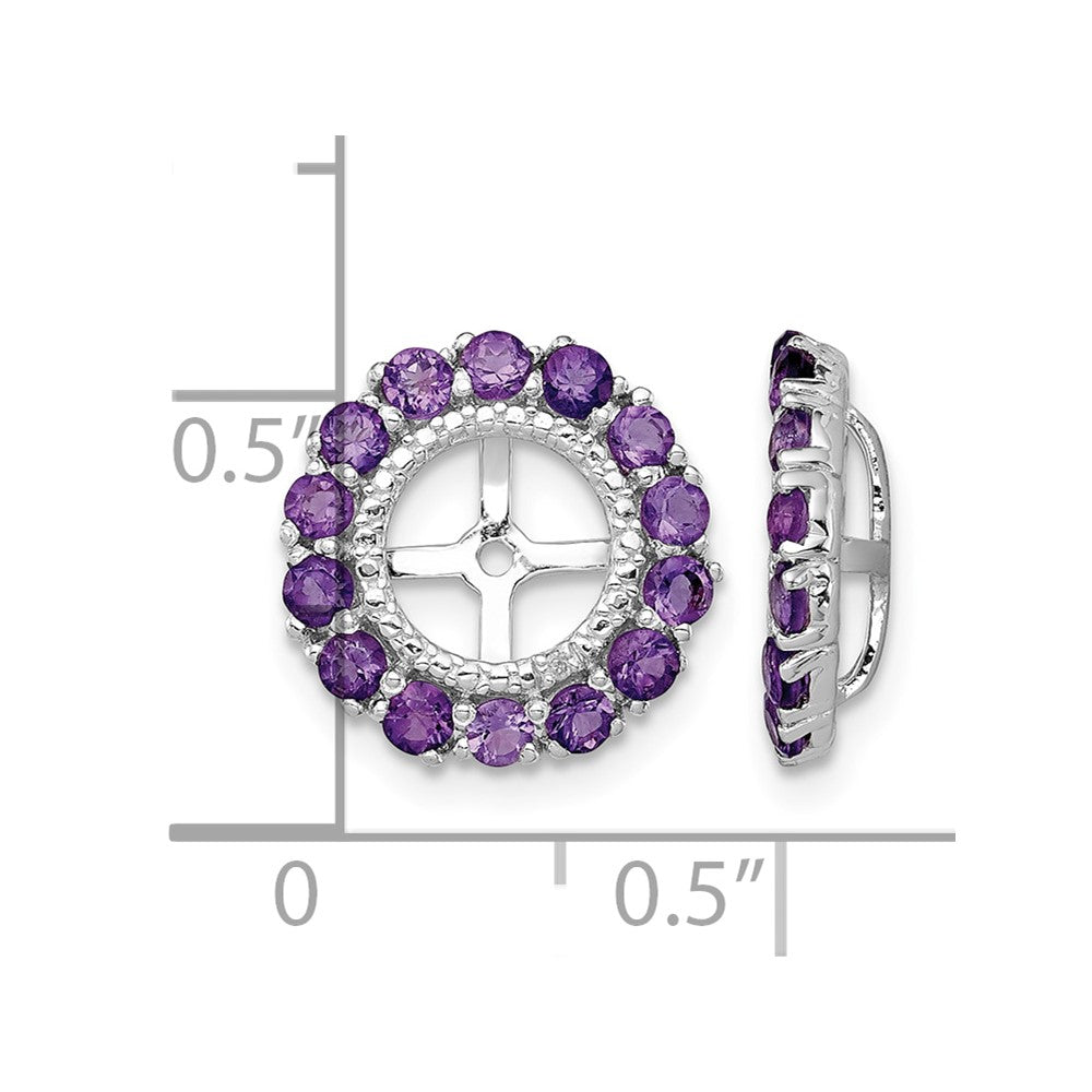 Sterling Silver Rhodium Diam. & Amethyst Earring Jacket