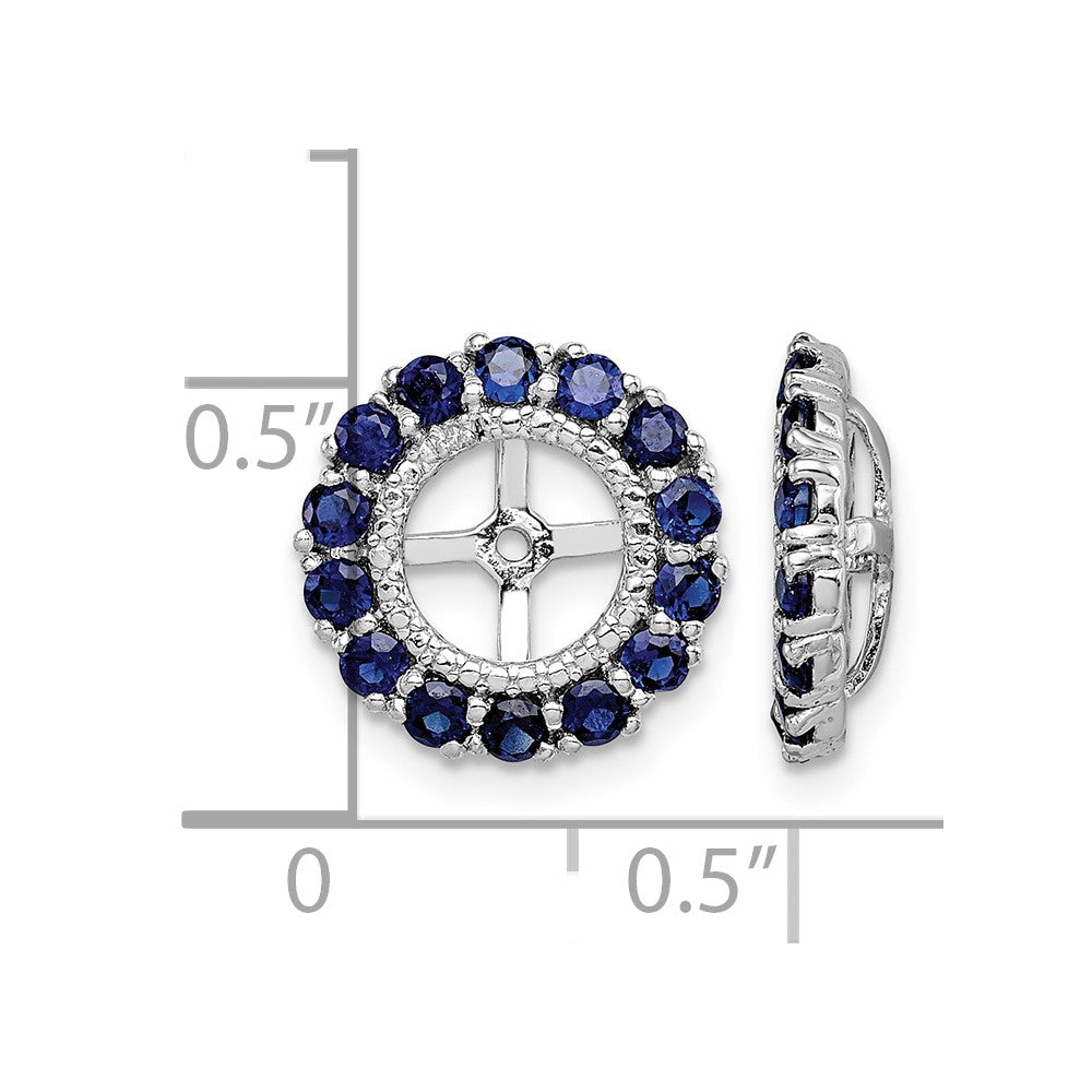 Sterling Silver Rhodium Diam. & Created Sapphire Earring Jacket