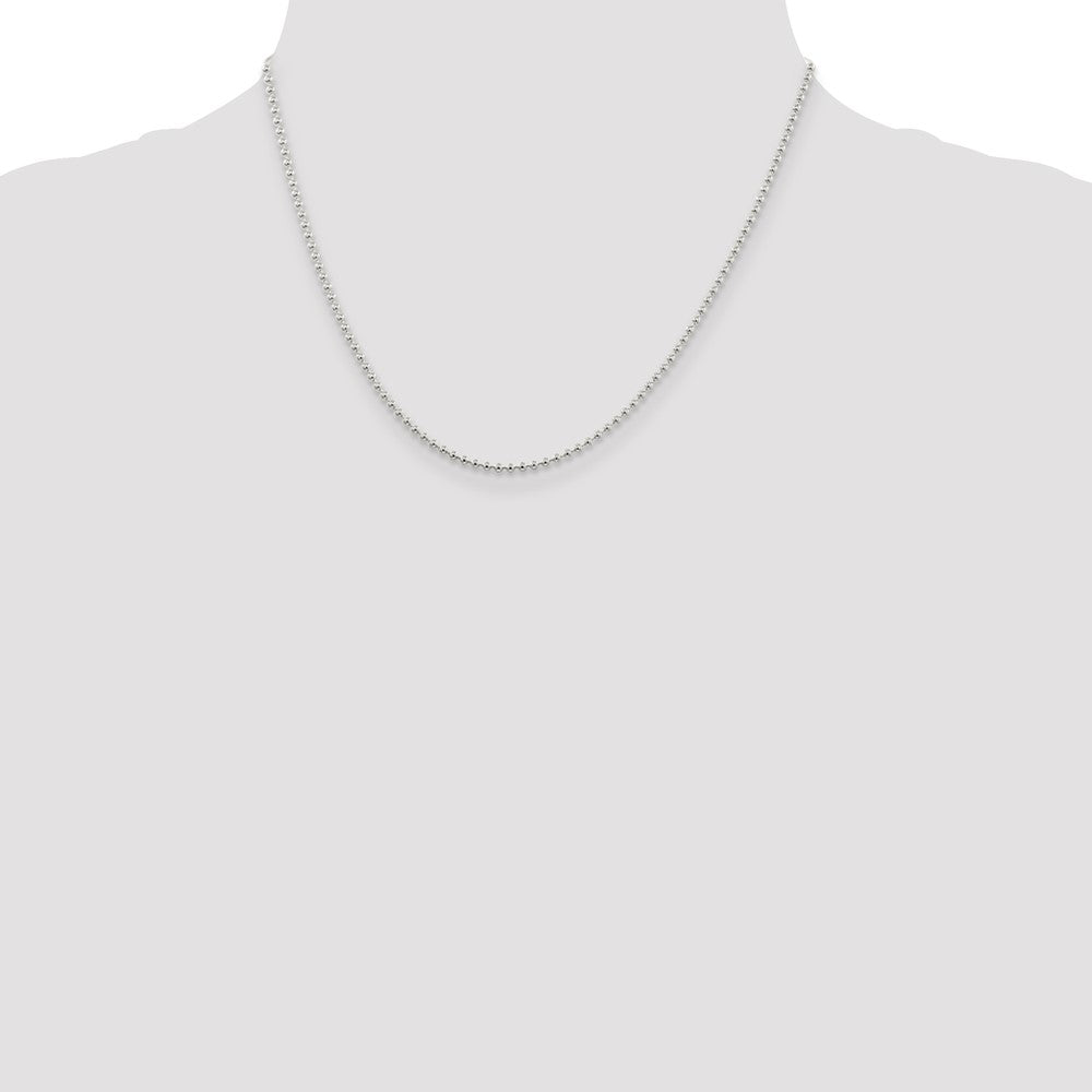 Sterling Silver 2mm Beaded Chain w/ ext.