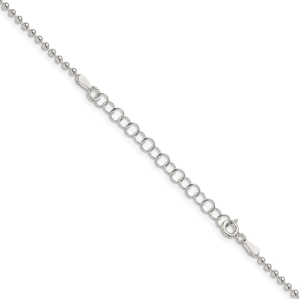 Sterling Silver 2mm Beaded Chain w/ ext.