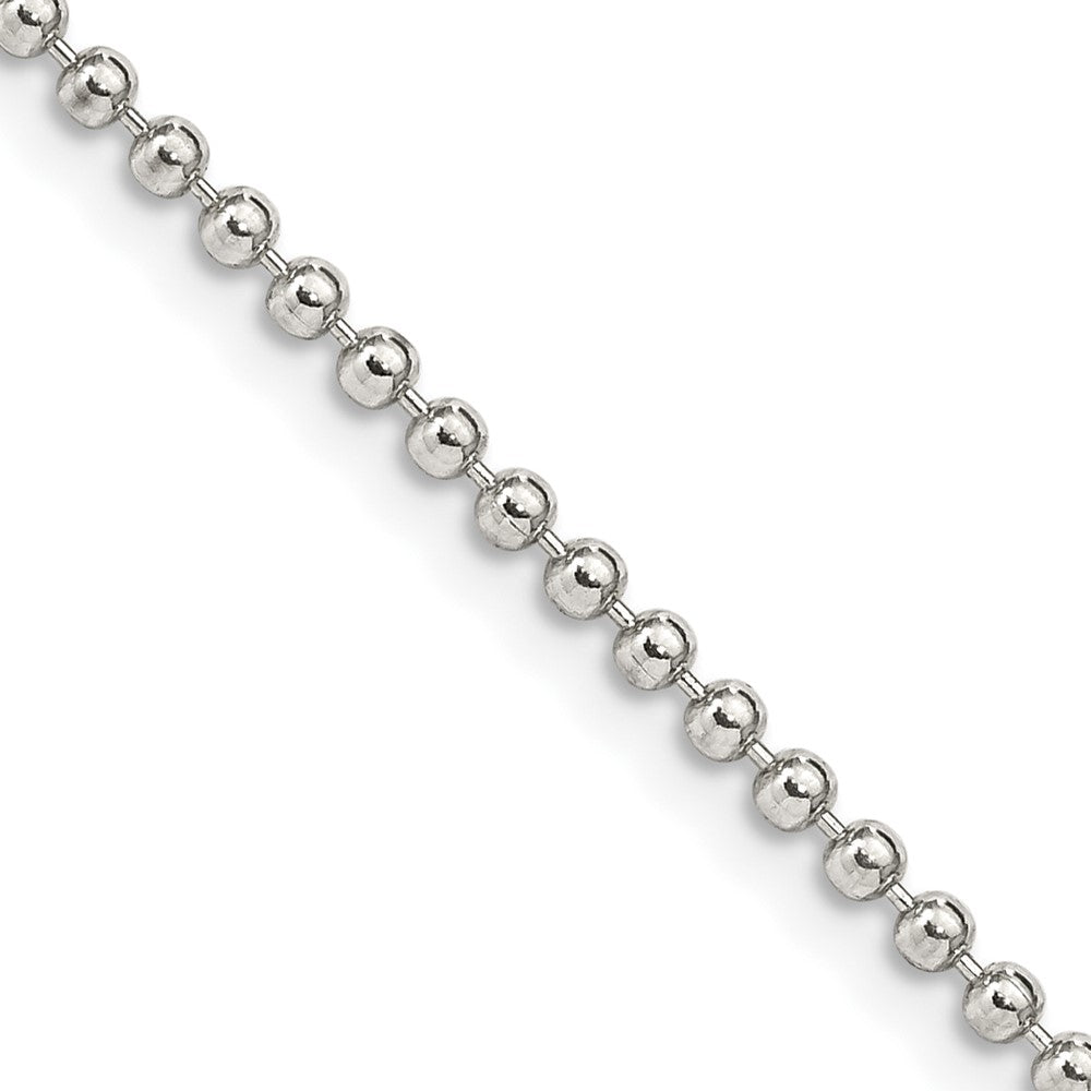 Sterling Silver 2mm Beaded Chain w/ ext.