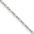 Sterling Silver 1.5mm Fancy Beaded Chain w/ ext.