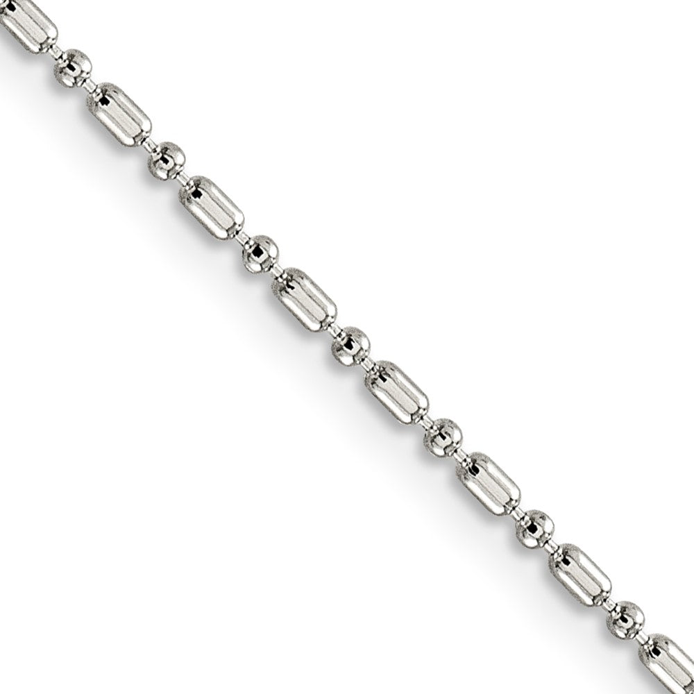 Sterling Silver 1.5mm Fancy Beaded Chain w/ ext.