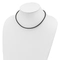 Sterling Silver Rhodium-plated 3mm Black Leather Necklace