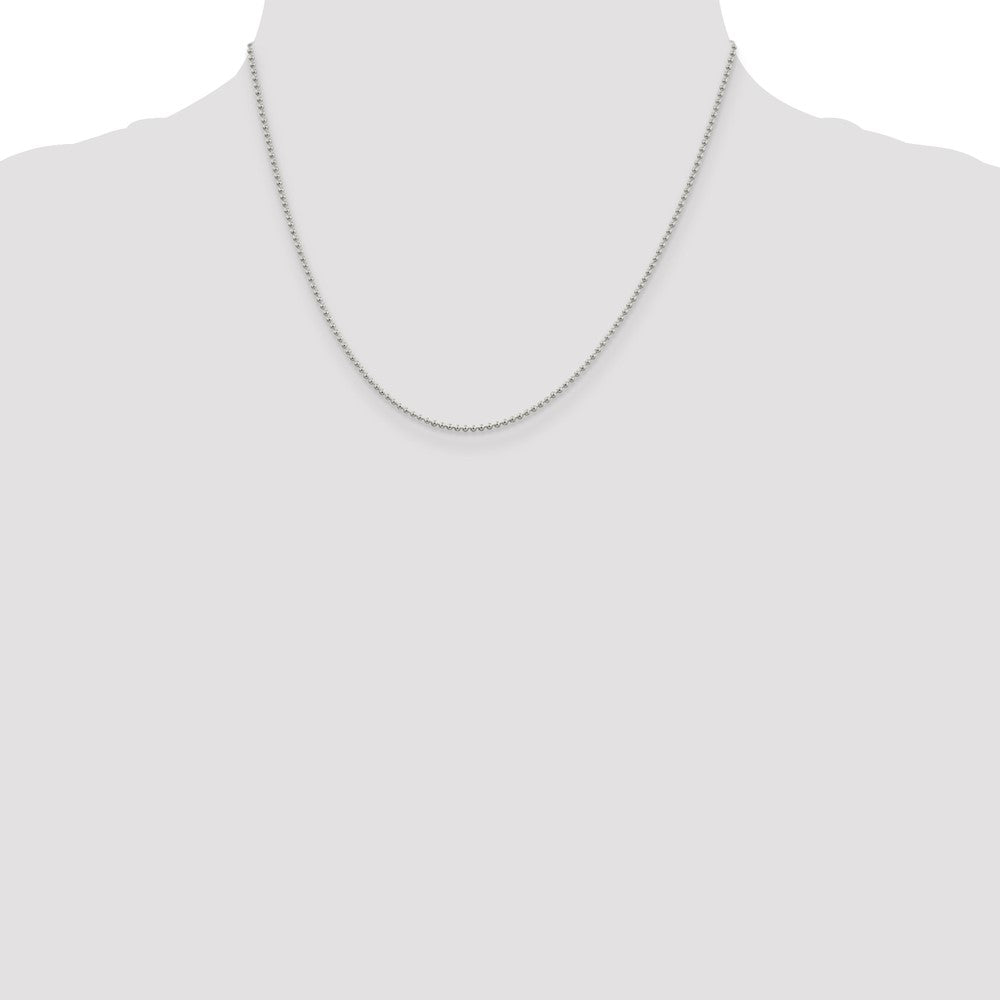 Sterling Silver 1.5mm Beaded Chain w/2in ext.