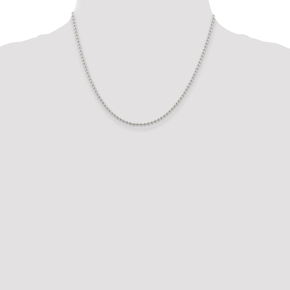 Sterling Silver 2.35mm Beaded Chain w/ ext.