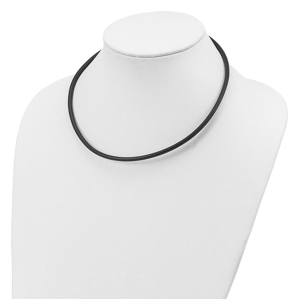 Sterling Silver 4mm Black Leather Necklace