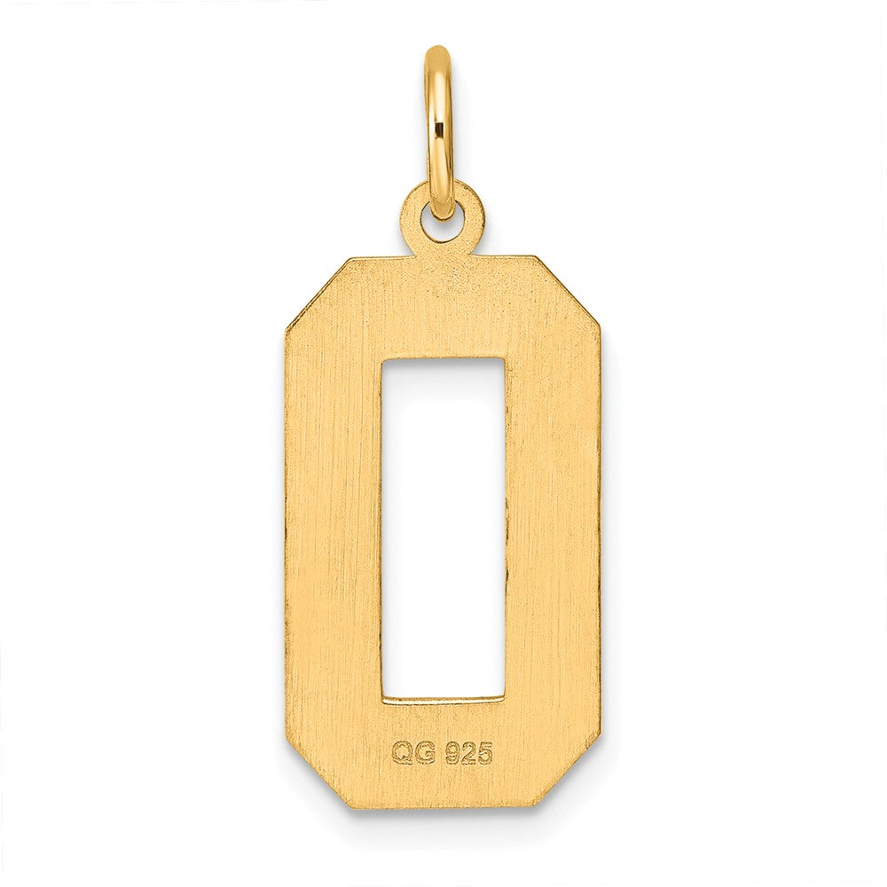 Sterling Silver Gold-plated Large Diamond-cut #0 Charm