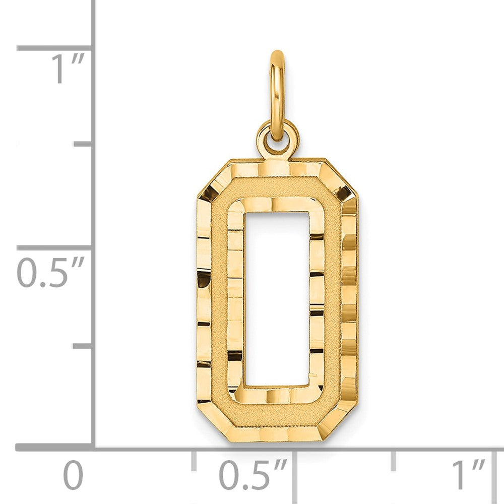Sterling Silver Gold-plated Large Diamond-cut #0 Charm