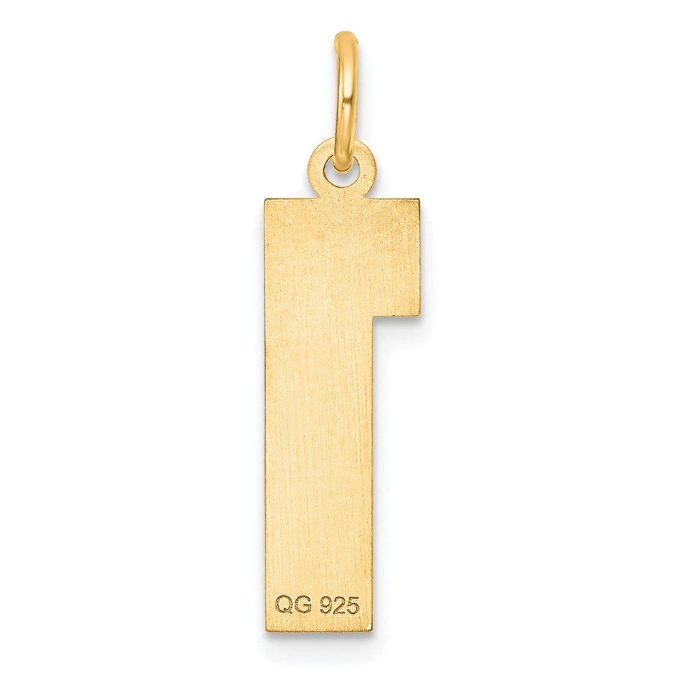 Sterling Silver Gold-plated Large Diamond-cut #1 Charm