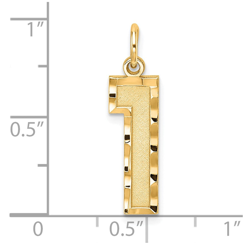 Sterling Silver Gold-plated Large Diamond-cut #1 Charm