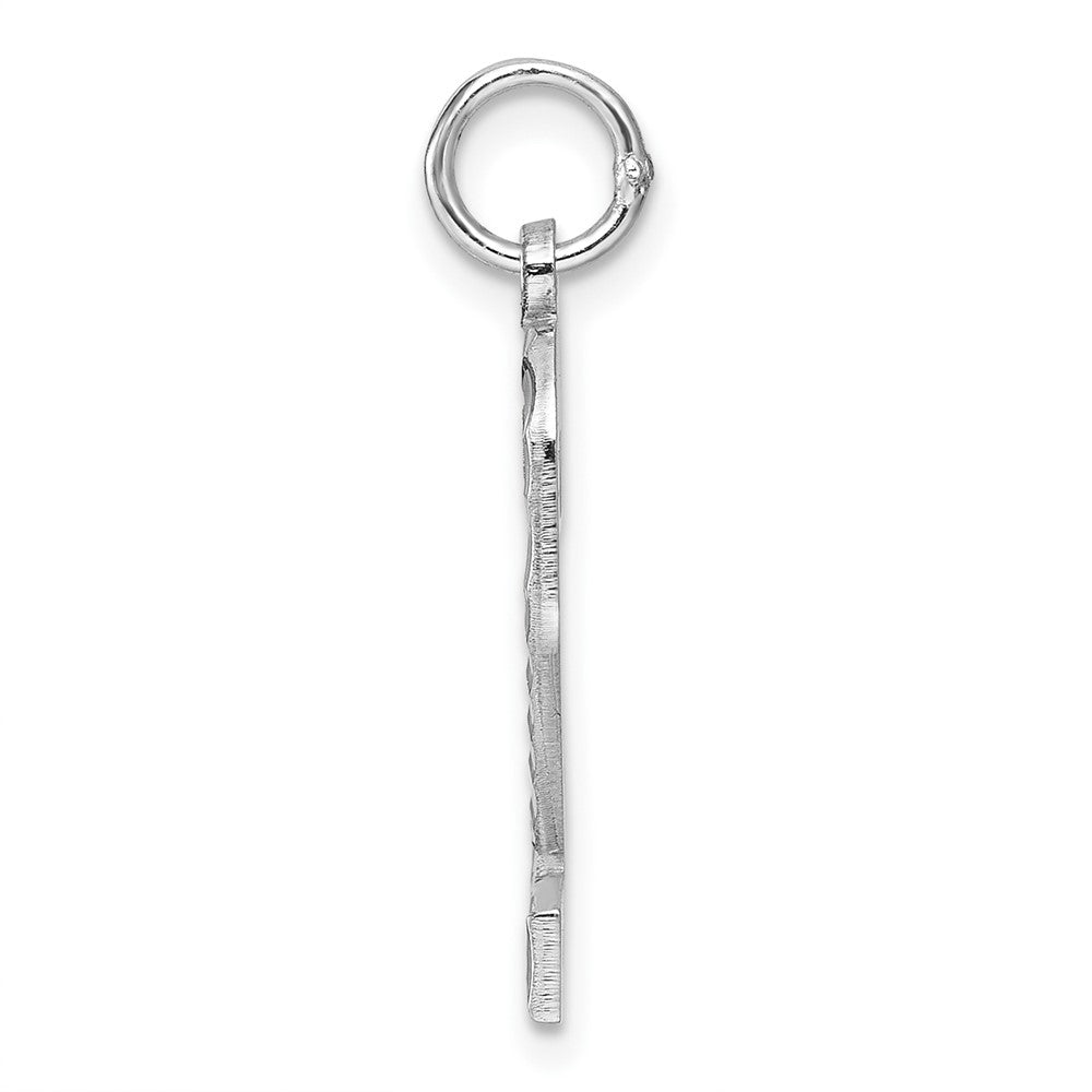 Sterling Silver Rhodium-plated Large Diamond-cut #2 Charm