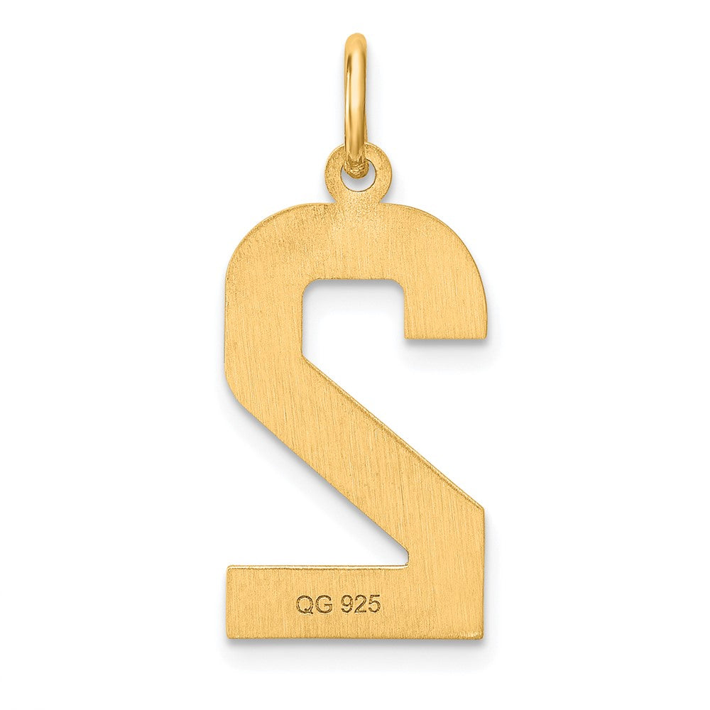 Sterling Silver Gold-plated Large Diamond-cut #2 Charm