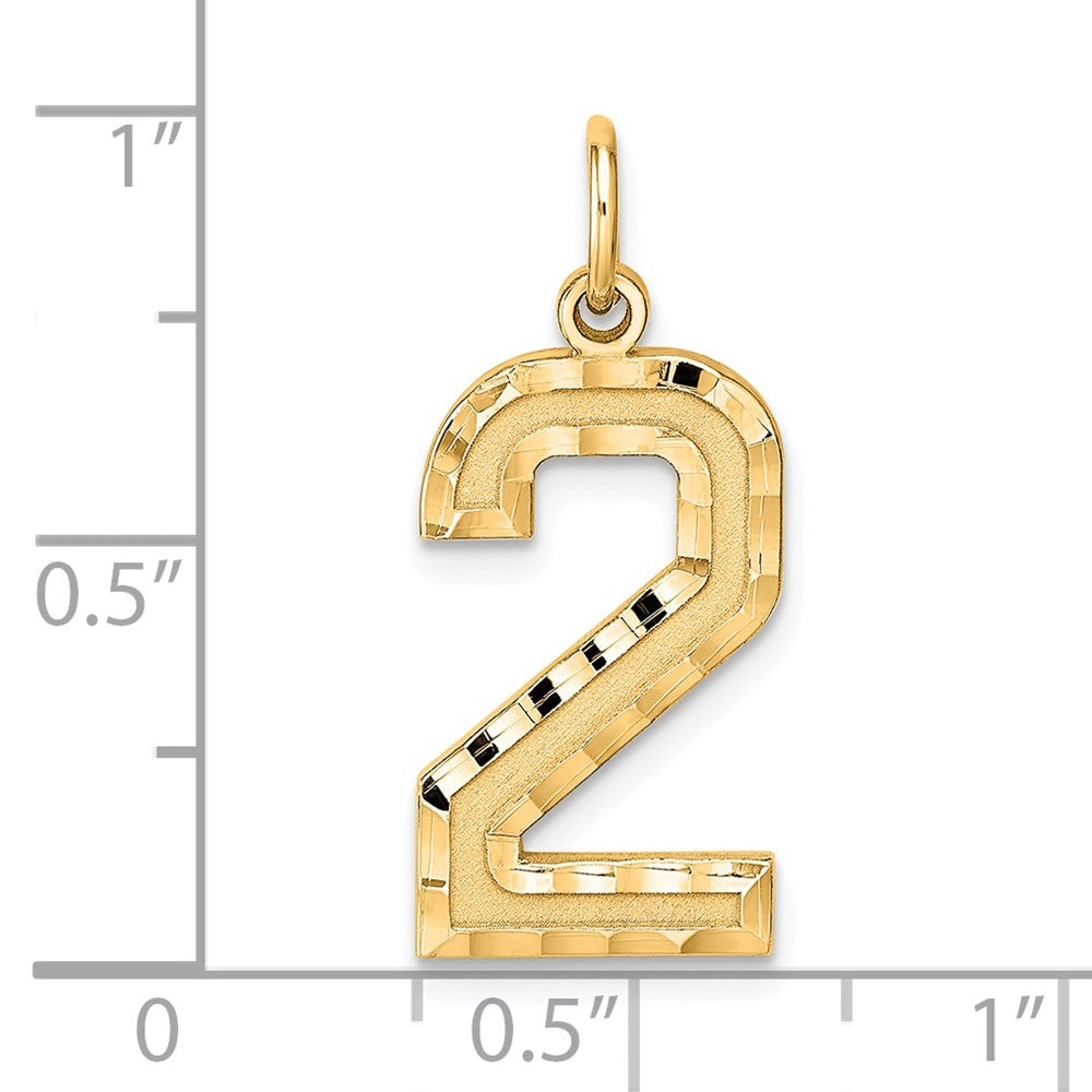 Sterling Silver Gold-plated Large Diamond-cut #2 Charm