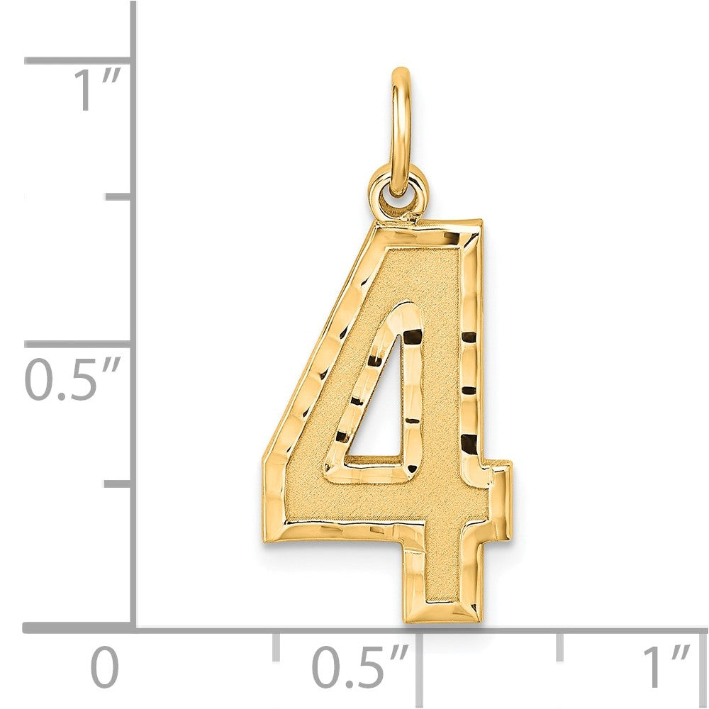Sterling Silver Gold-plated Large Diamond-cut #4 Charm