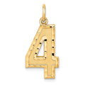 Sterling Silver Gold-plated Large Diamond-cut #4 Charm