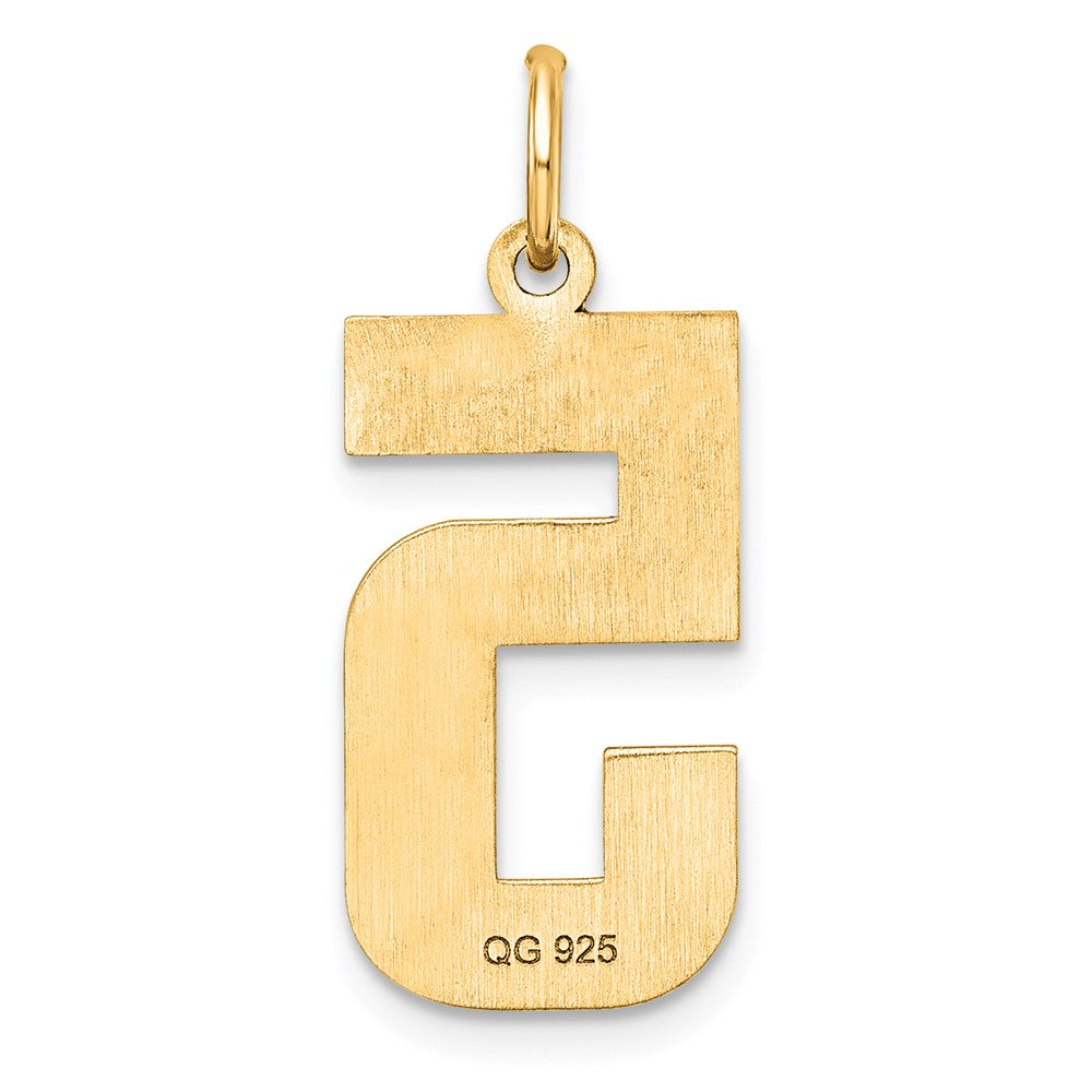 Sterling Silver Gold-plated Large Diamond-cut #5 Charm