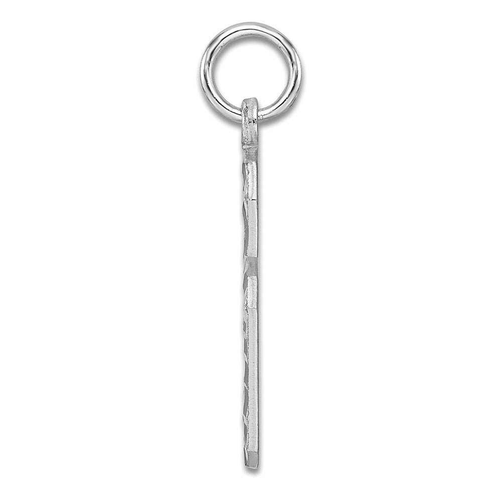 Sterling Silver Rhodium-plated Large Diamond-cut #6 Charm