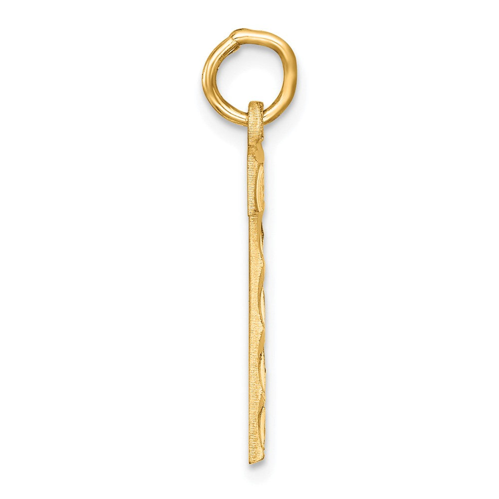 Sterling Silver Gold-plated Large Diamond-cut #7 Charm