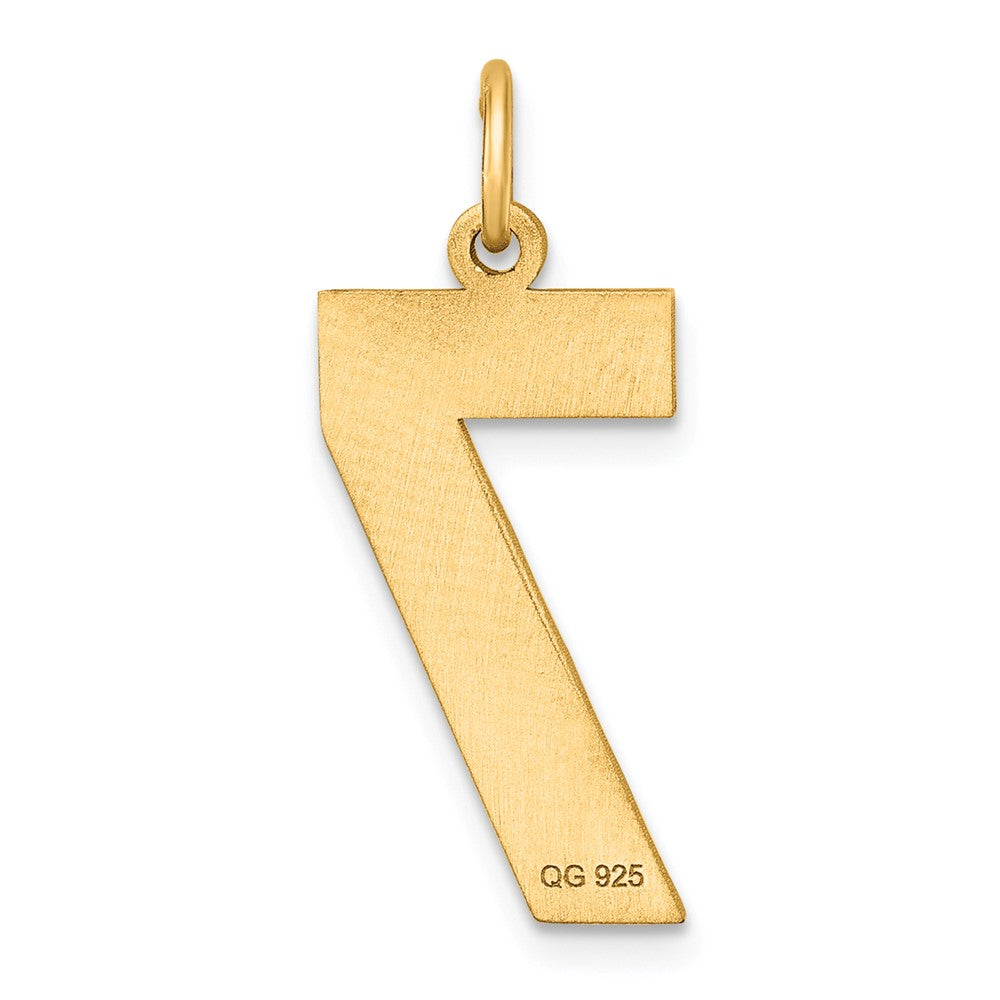 Sterling Silver Gold-plated Large Diamond-cut #7 Charm