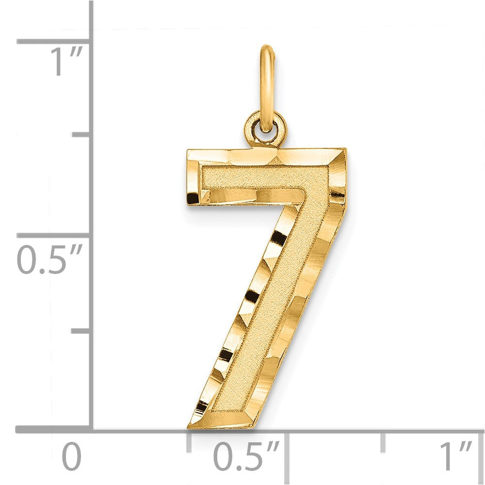 Sterling Silver Gold-plated Large Diamond-cut #7 Charm