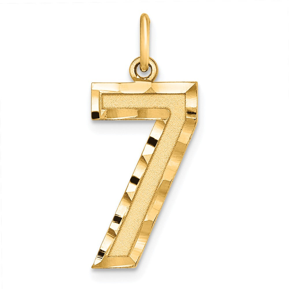 Sterling Silver Gold-plated Large Diamond-cut #7 Charm