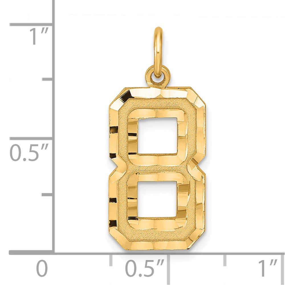 Sterling Silver Gold-plated Large Diamond-cut #8 Charm